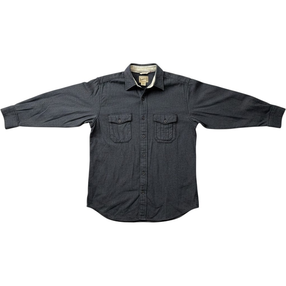 Roebuck & Co Mens Gray Flannel Button Down Shirt Elbow Patches Cotton Size M
